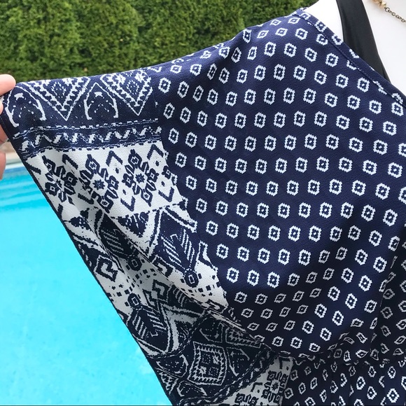 Blue & White Tunic Swim Cover-up with Tie waist - Picture 3 of 5